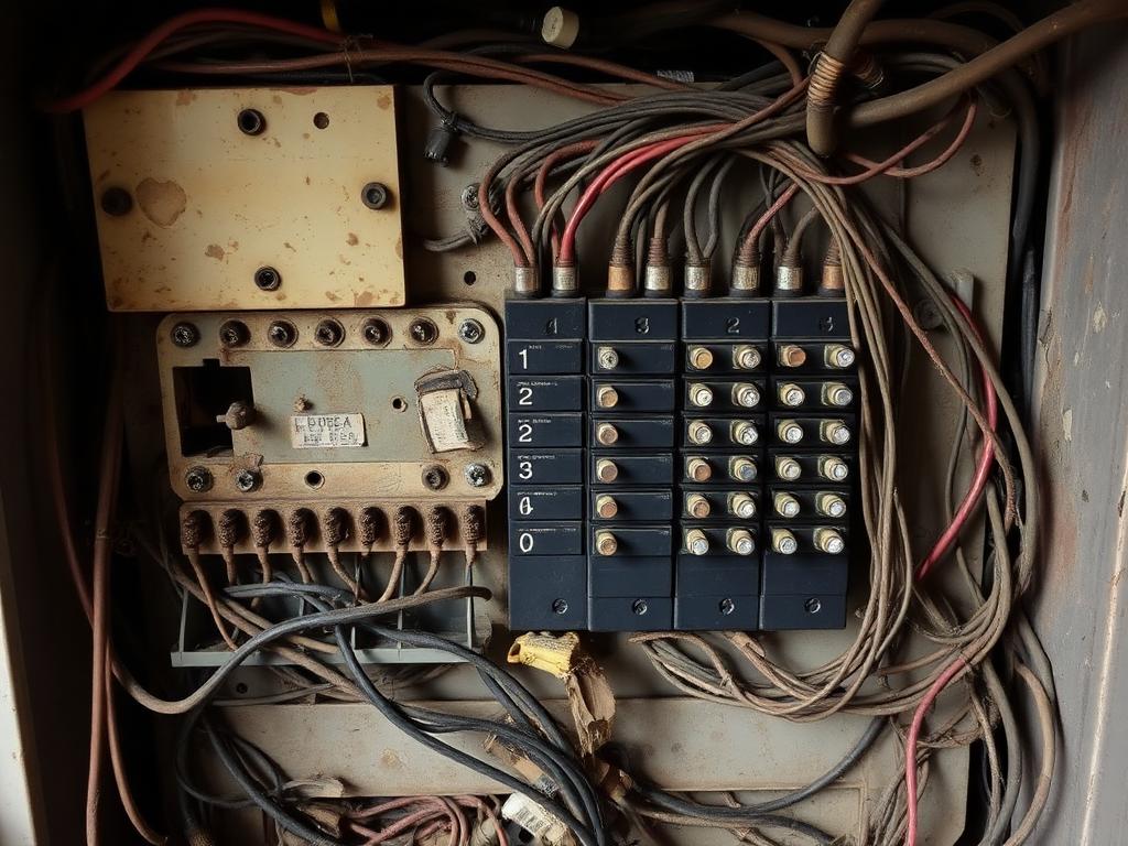 Old cluttered fuse board before upgrade